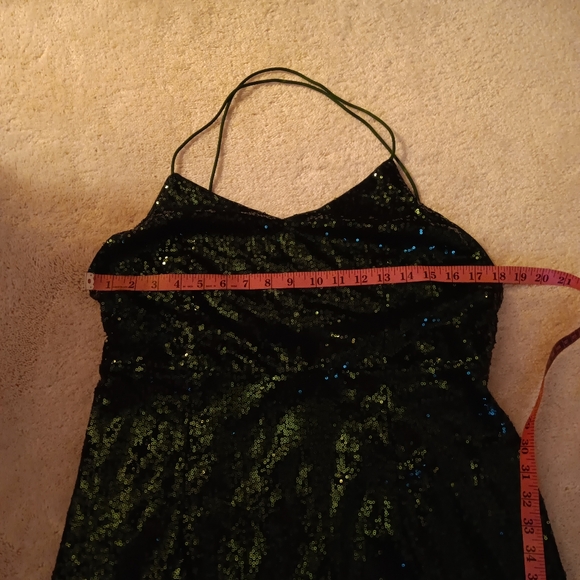 Shein~Green Sequin Criss-cross Strap Backless Formal Mini Dress - Picture 7 of 15